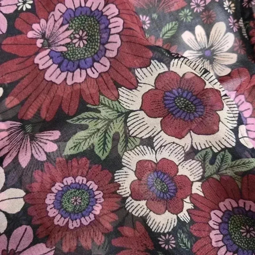 Boho 70s floral sheer cover up robe size Large - Picture 6 of 9